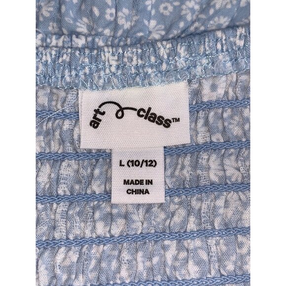 Art Class Little Girls Blue Ruffle Smocked Tank Top Peplum Hem Large (10-12) - Picture 6 of 8